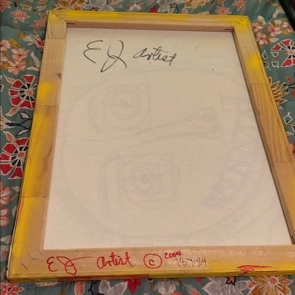 Abstract outsider Art Canvas with Bold Colors - Picture 4 of 4